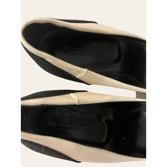 J.Crew Black Cream Two-Tone Stiletto Heel Bow Pointed Toe Pumps Size 7.5 - Picture 7 of 9